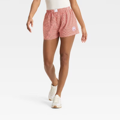 Women's Cherry Gingham Graphic Boxer Shorts - Red | Target
