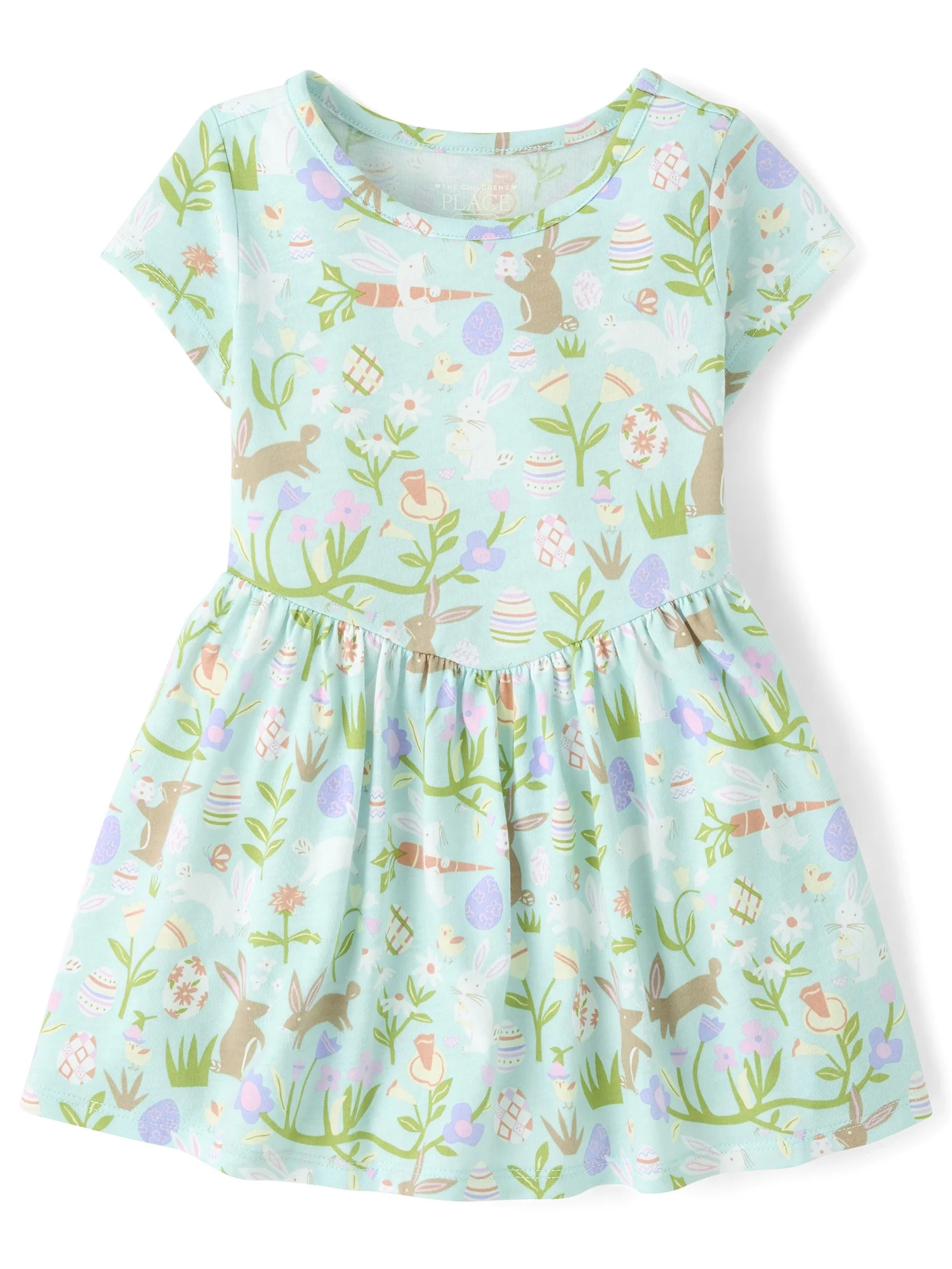 The Children's Place Toddler Girls Short Sleeve Easter Print V-Waist Dress, Sizes 12M-5T | Walmart (US)