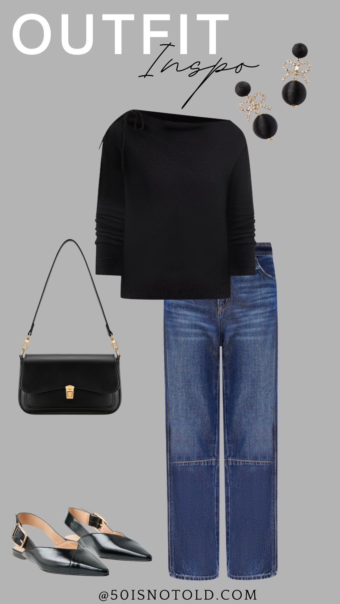 Classic black holiday outfit idea! Barrel jeans | black blouse | work outfit | holiday party 

#LTKWorkwear #LTKHoliday #LTKOver40
