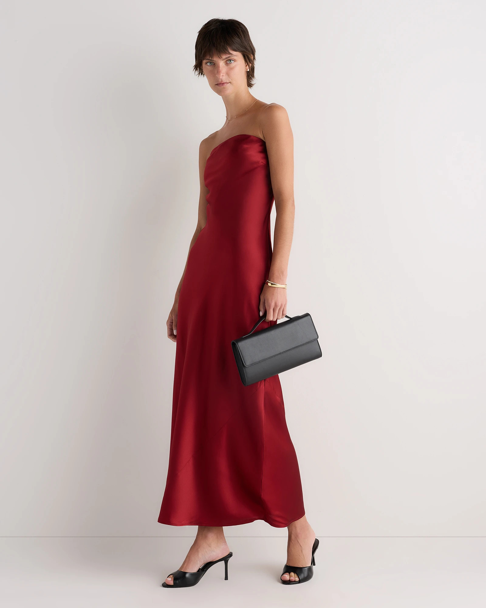 Quince | Women's Strapless Midi Dress in Navy, Size XL, Mulberry Silk | Quince