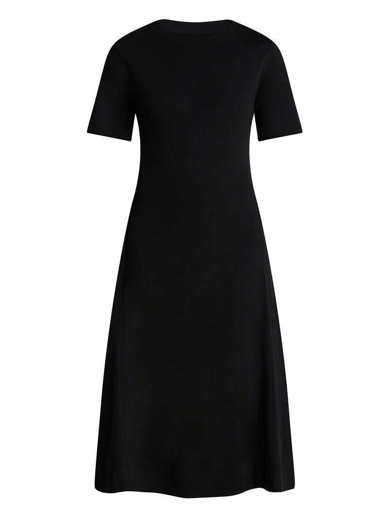 Time and Tru Women's and Women's Plus Seamed Cotton Midi Dress, Sizes XS-4X | Walmart (US)
