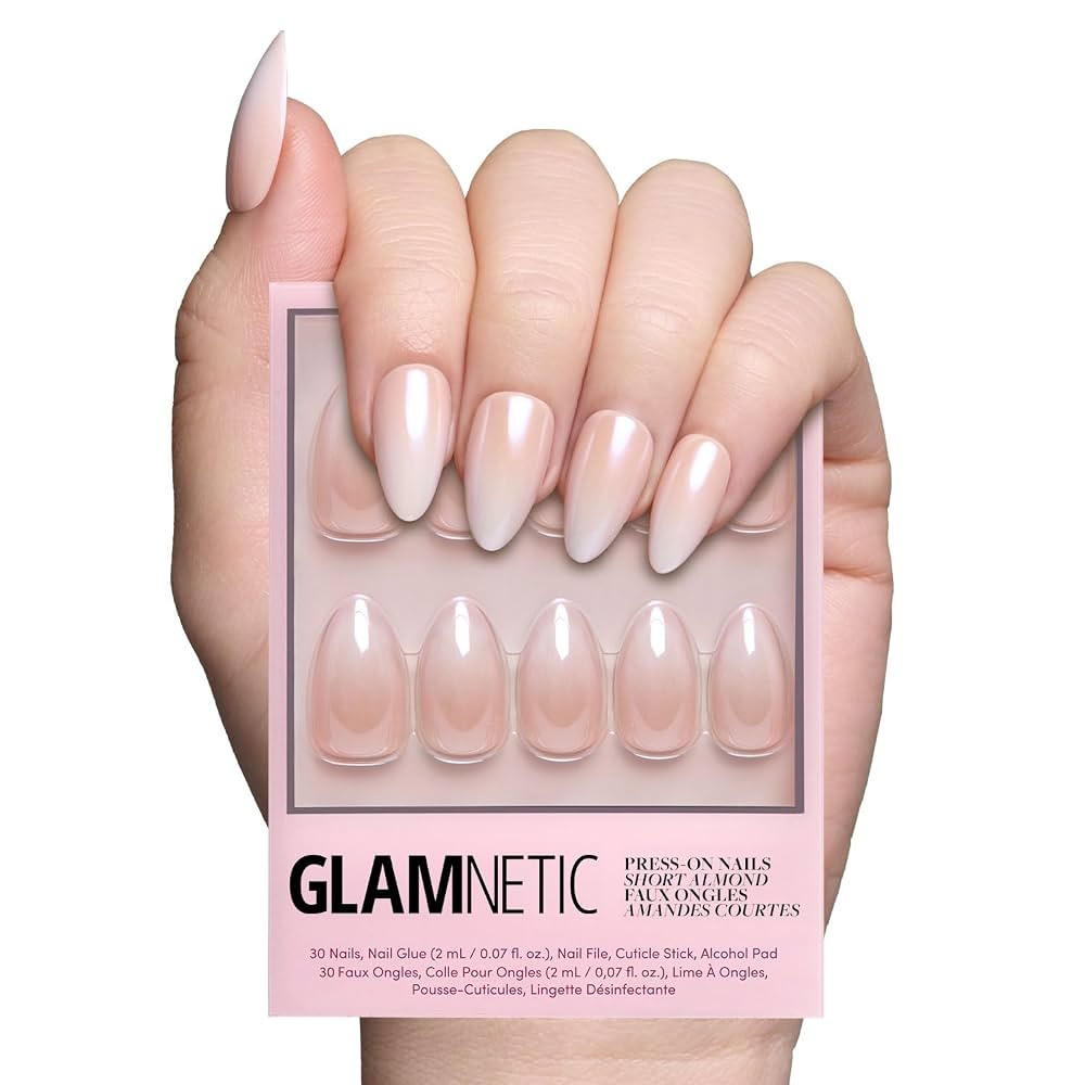 Glamnetic Press On Nails - Fiancéd | Short Almond Fake Nails with a Nude Ombré for Weddings, Gl... | Amazon (US)