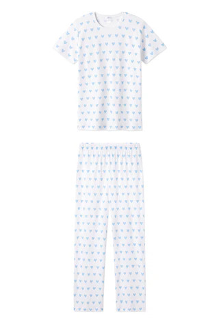 Pima Short-Long Weekend Set in Blue Heart | Lake Pajamas