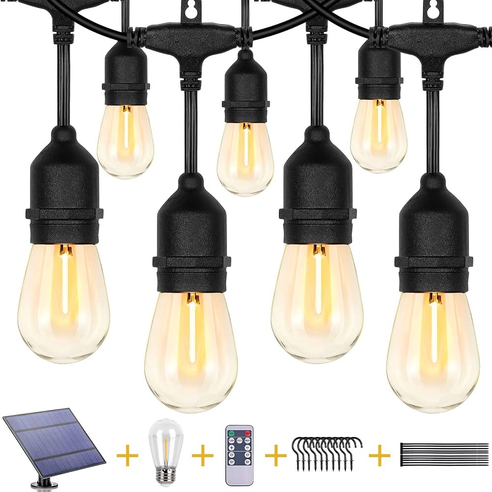 ZJOJO 50FT Solar String Lights Outdoor Waterproof, Solar Outdoor String Lights with 16 Plastic Sh... | Amazon (US)