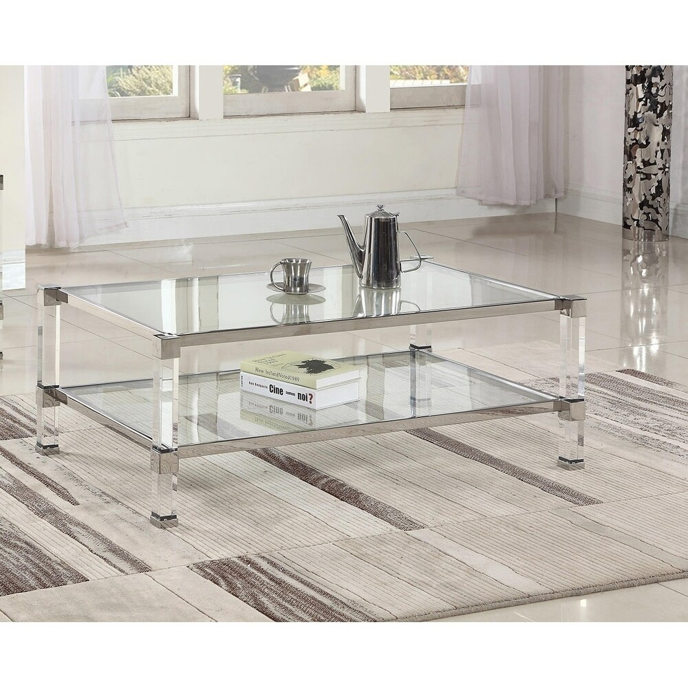 Best Master Furniture Glass with Acrylic Coffee Table | Bed Bath & Beyond