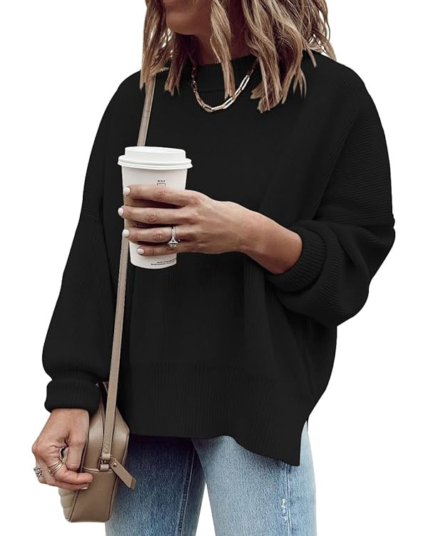 Imily Bela Womens Oversized Tunic Sweaters Fall Slouchy Long Sleeve Ribbed Knit Side Slit Pullove... | Amazon (US)