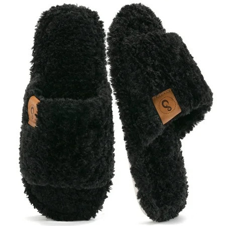 Ecetana House Slippers for Women Cozy Soft Fuzzy Slippers Slides Open Toe House Shoes with Memory Foam | Walmart (US)