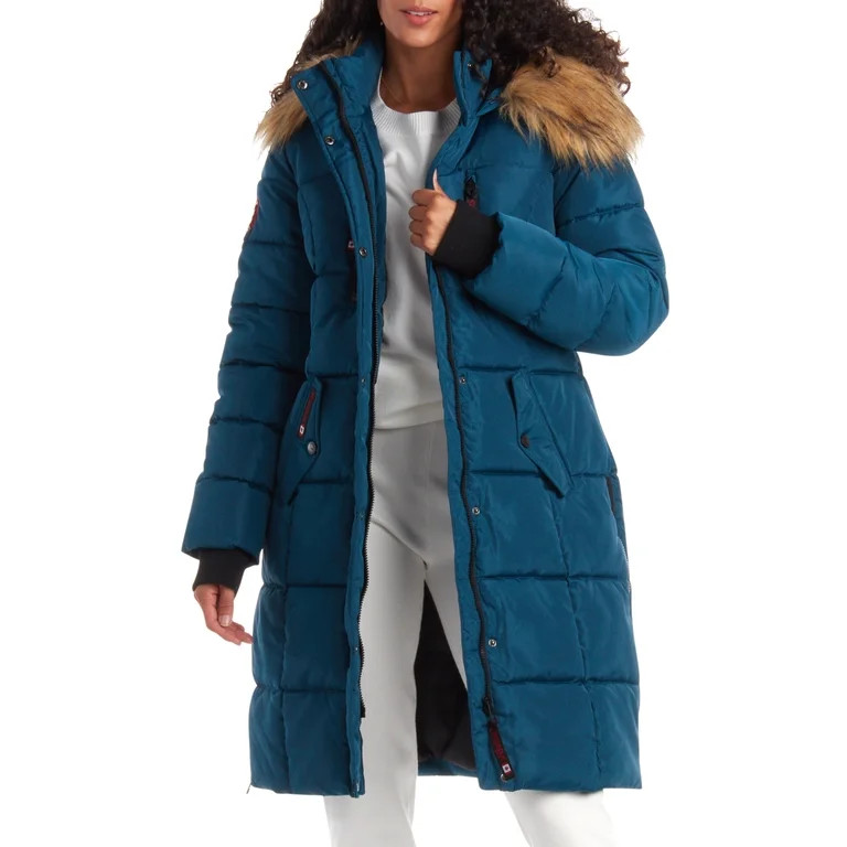 CANADA WEATHER GEAR Women's Heavyweight Long Length Bubble Puffer Jacket - Walmart.com | Walmart (US)