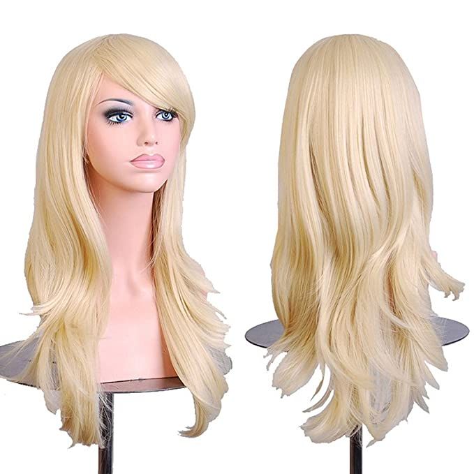 Amazon.com: AneShe Wigs 28" Long Wavy Hair Heat Resistant Cosplay Wig for Women (Light Blonde) : ... | Amazon (US)