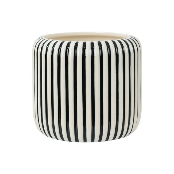 Beautiful 8" Black Stripe Ceramic Planter by Drew Barrymore | Walmart (US)