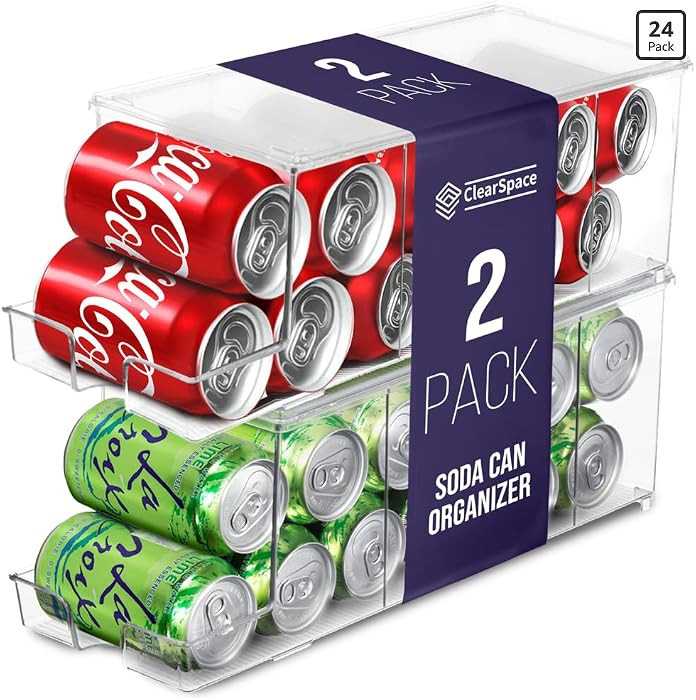 ClearSpace Soda Can Organizer & Soda Can Dispenser for Refrigerator - Fridge Organizer & Stackabl... | Amazon (US)