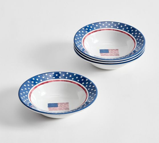 Cabana Americana Outdoor Melamine Cereal Bowls - Set of 4 | Pottery Barn (US)