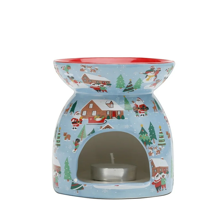 Black Paper Party Christmas Ceramic Tealight Warmer, Winter Wonderland Design | Walmart (US)