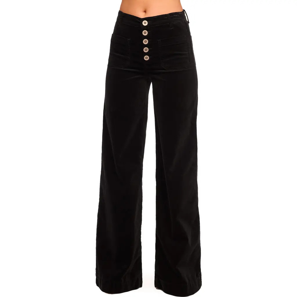 Ramy Brook Cindy Velvet Wide Leg Pants in Black Velvet at Nordstrom, Size 28 | Nordstrom