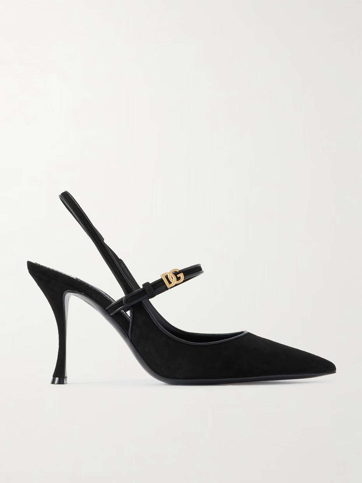Dolce & Gabbana - Italian Tailoring Leather-trimmed Suede Slingback Pumps - Black | NET-A-PORTER (US)