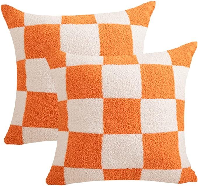 NIDITW Set of 2 Ultra Soft Checkerboard Throw Pillow Cover Microfiber Chessboard Gingham Cushion ... | Amazon (US)