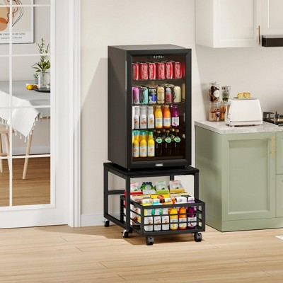 MOEPISY Mini Fridge Stand with Removable Movable Storage Basket, Space-Saving Organizer for Home, Black | Target