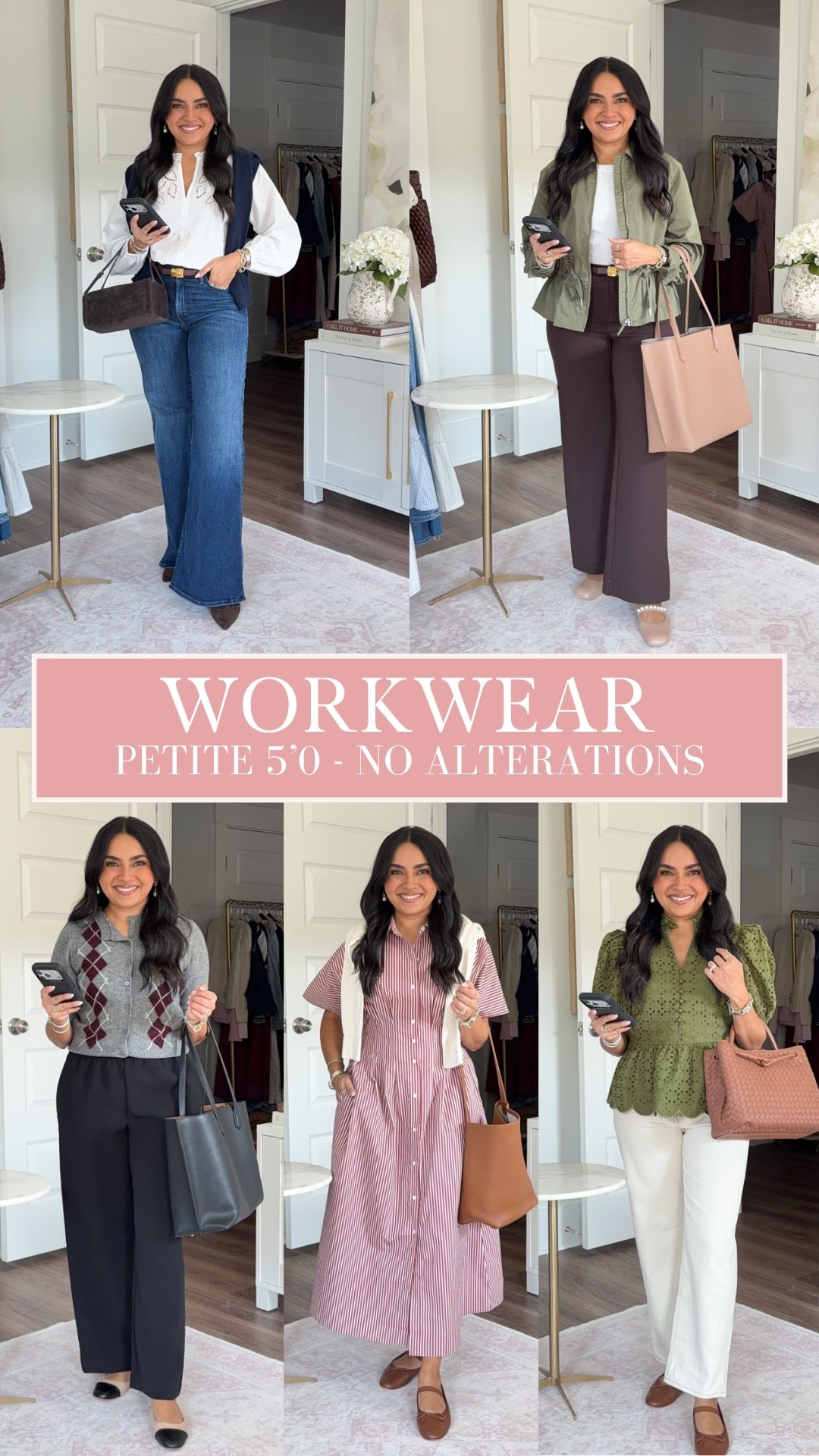 Early Fall Office Outfits! Petite Friendly Workwear!
For reference: I’m 5’0, petite, 32b bra size, and 2/26 in bottoms, pear shaped. 
*Everything I share is unaltered! TTS means true to size. Between size 5-6.5 in shoes

Green peplum jacket size xs petite TTS
White tank size xs petite TTS
Brown java chip color pants size 2 petite TTS
Brown and black reversible belt size xs TTS
Brown mesh flats size 5.5 TTS

Gray and burgundy cardigan sweater size xs TTS
Black pull on pants size xs peitte TTS
Cap toe flats are old - similar linked

Red stripe dress size xs TTS - Code: RACHELM15 for 15% off!
Cardigan size small TTS
Brown flats are old from Quince - similar linked

Green peplum top size small TTS - Code: RACHELM15 for 15% off!
Ecru ivory jeans size 26 petite TTS
Brown flats are old from Quince - similar linked

White top size xs petite - roomy fit
Brown and black reversible belt size xs TTS
Flare jeans size 26 petite TTS
Dark brown boots size 5.5 TTS
Navy sweater size xs TTS



Teacher outfits
Back to school
Business casual workwear
Petite pants
Wear to work
Office casual
Smart casual
Affordable workwear

#LTKootd #LTKWorkwear #LTKPetite

https://liketk.it/6jSBU

#LTKWorkwear #LTKPetite #LTKootd