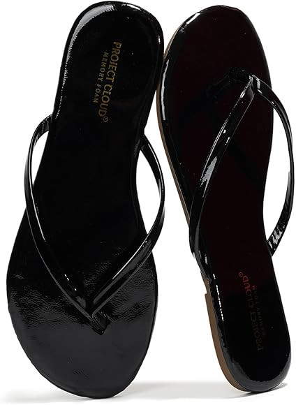 Project Cloud Flip flops for Women - Memory Foam Flats Slippers for Women 2025 - Vegan Leather Wo... | Amazon (US)