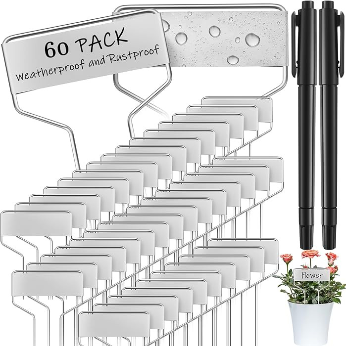 Moxweyeni 60 Pcs Metal Garden Tags Plant Labels for Garden Waterproof Plant Markers with 2 Perman... | Amazon (US)