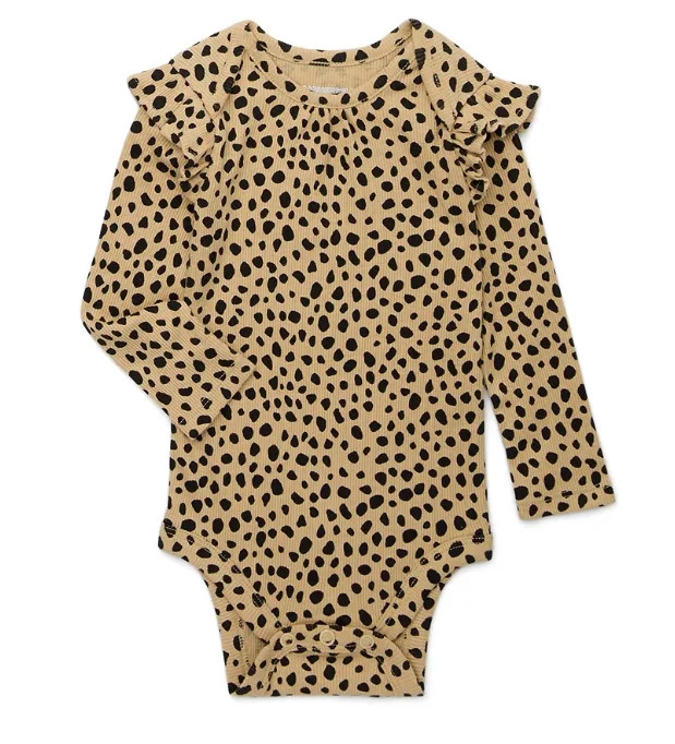 Garanimals Baby Girl Long Sleeve Print Rib Bodysuit, Sizes 0-24 Months - Walmart.com | Walmart (US)