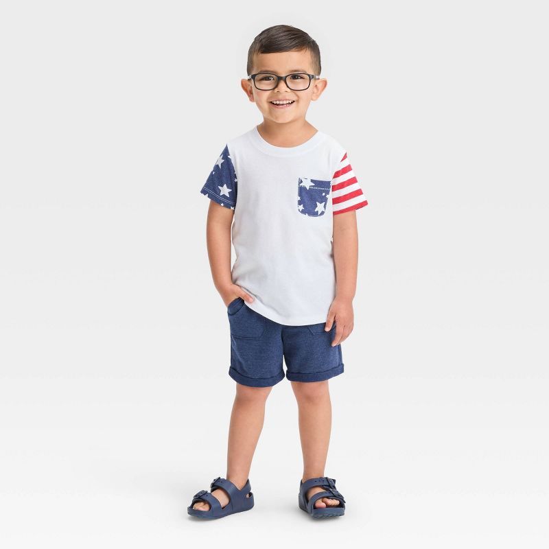 Toddler Boys' Short Sleeve American Flag Jersey T-Shirt and French Terry Shorts Set - Cat & Jack... | Target