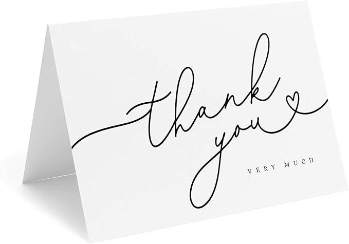 Bliss Collections Black Script Heart Thank You Cards with Kraft Envelopes, Pack of 25, 4x6 Folded... | Amazon (US)