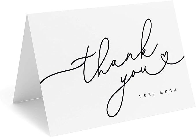 Bliss Collections Black Script Heart Thank You Cards with Kraft Envelopes, Pack of 25, 4x6 Folded... | Amazon (US)