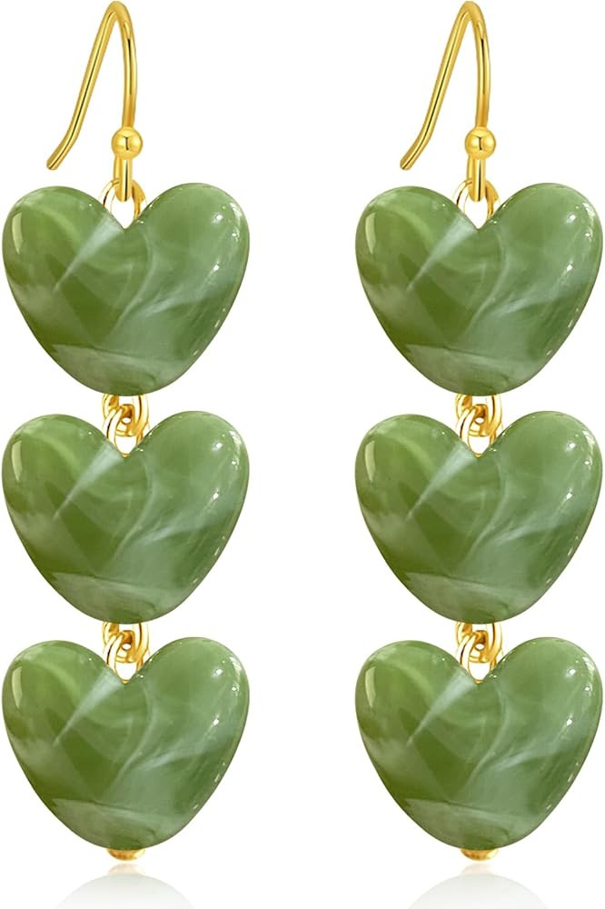 Bohemian Heart Peach Love Acrylic Geometry Cute Lightweight Dangle Drop Earrings Handmade Boho Su... | Amazon (US)