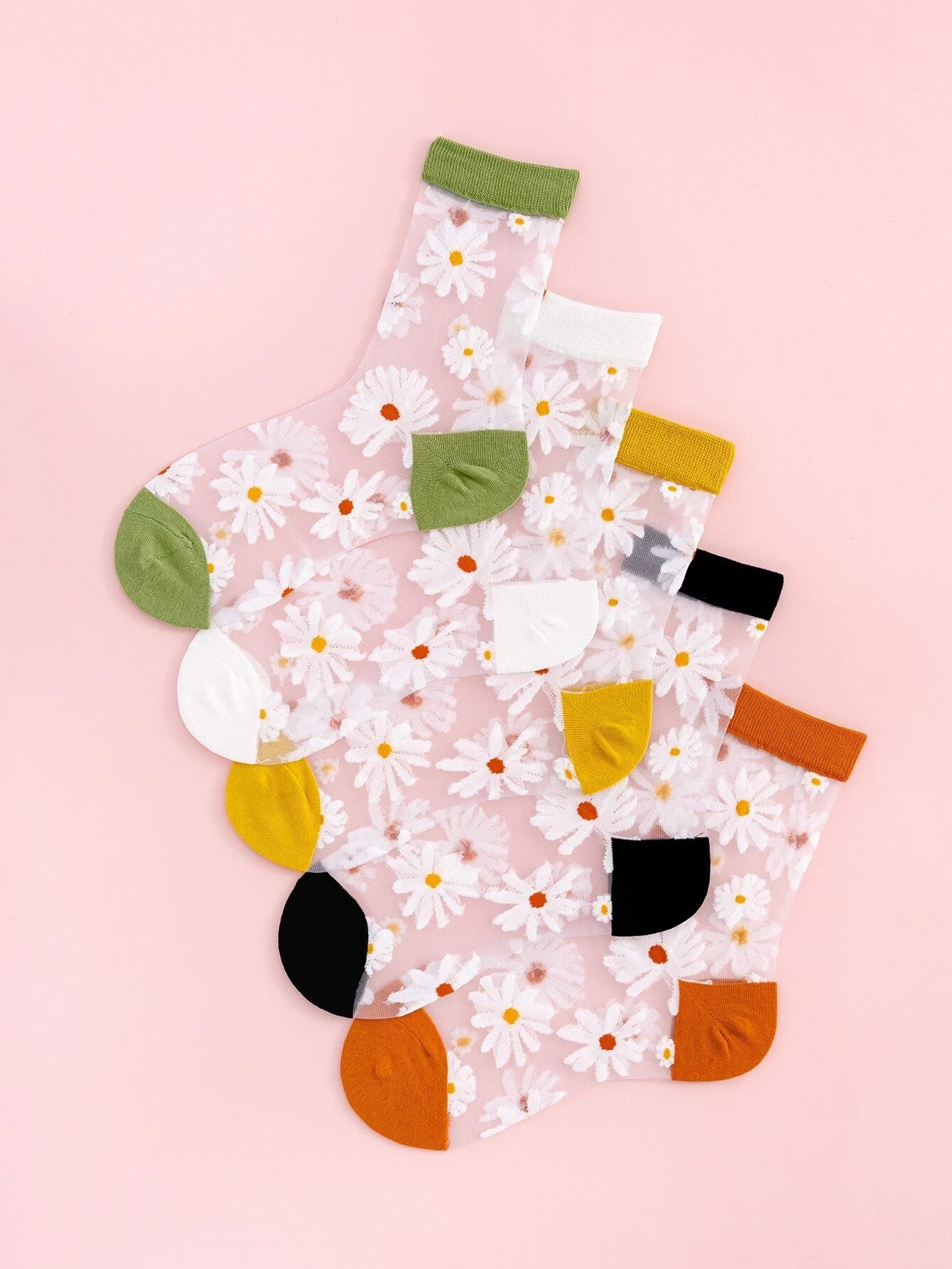 5pairs Flower Pattern Mesh Socks | SHEIN