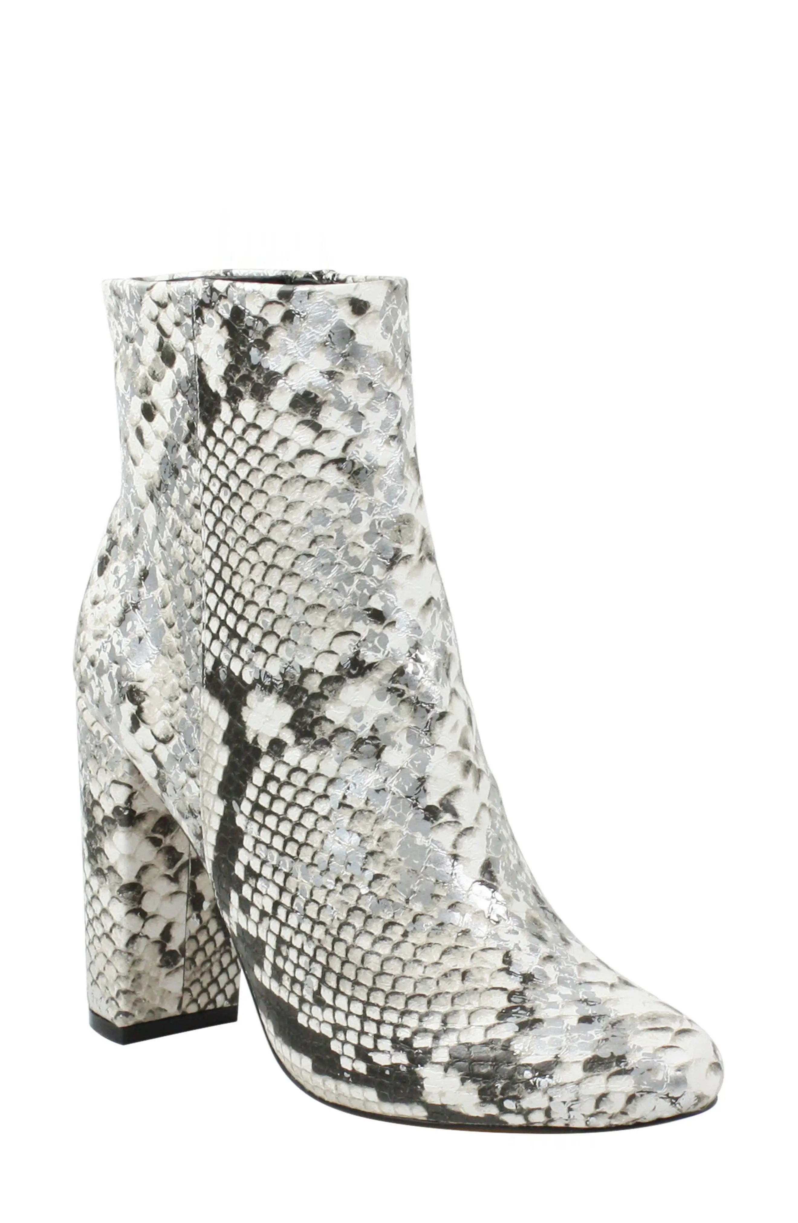 J. Renee Barbet Faux Snake Embossed Bootie in Cream/Black/Silver Snake at Nordstrom, Size 9 | Nordstrom