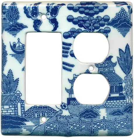 Blue Willow China Electrical Switch Plates (Electric Cover Plate w/Duplex Receptable) | Amazon (US)