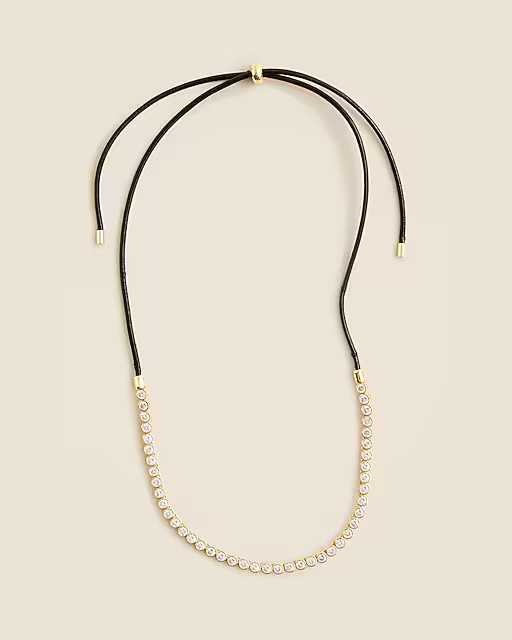 Leather and cubic zirconia bezel-set tennis necklace | J. Crew US