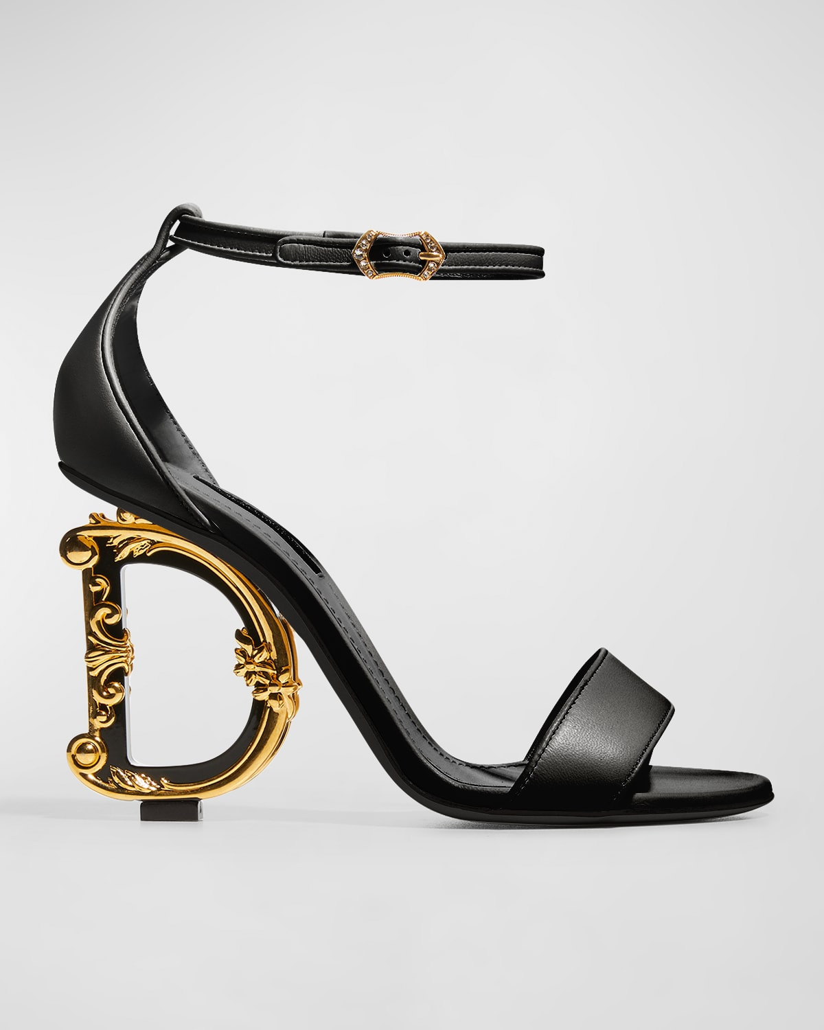 Leather Barocco-Heel Sandals | Neiman Marcus