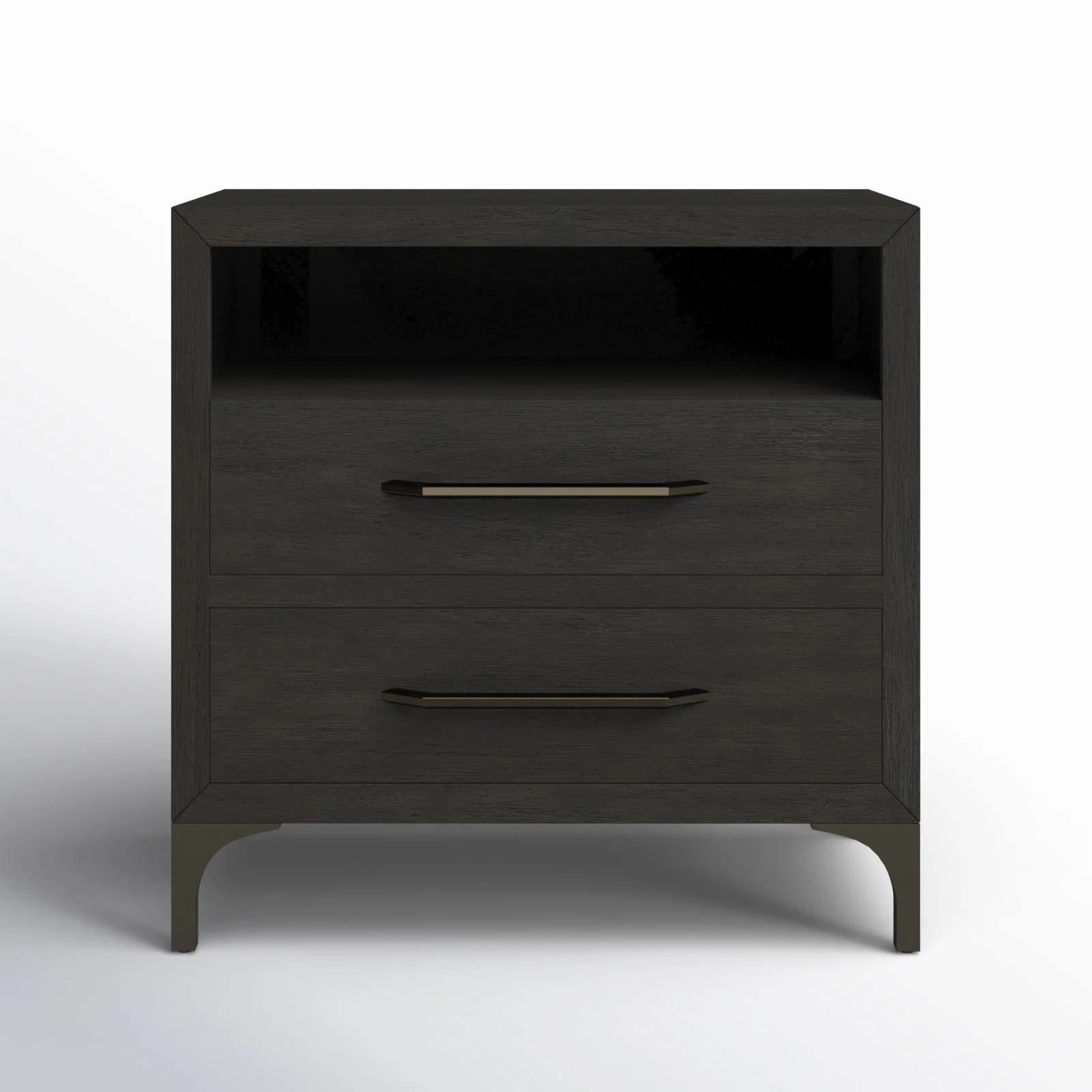 Monica Two-Drawer Metal Leg Nightstand In Vintage Coffee | Wayfair North America