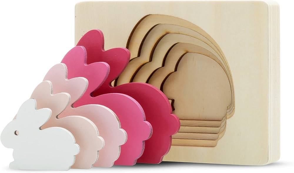TEKOR Wooden Multi-Layered Animal Puzzles Unique Bunny Wooden Animal Puzzle Montessori Panel Earl... | Amazon (US)