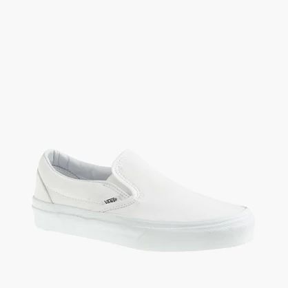Unisex Vans® solid canvas classic slip-on shoes in white | J.Crew US