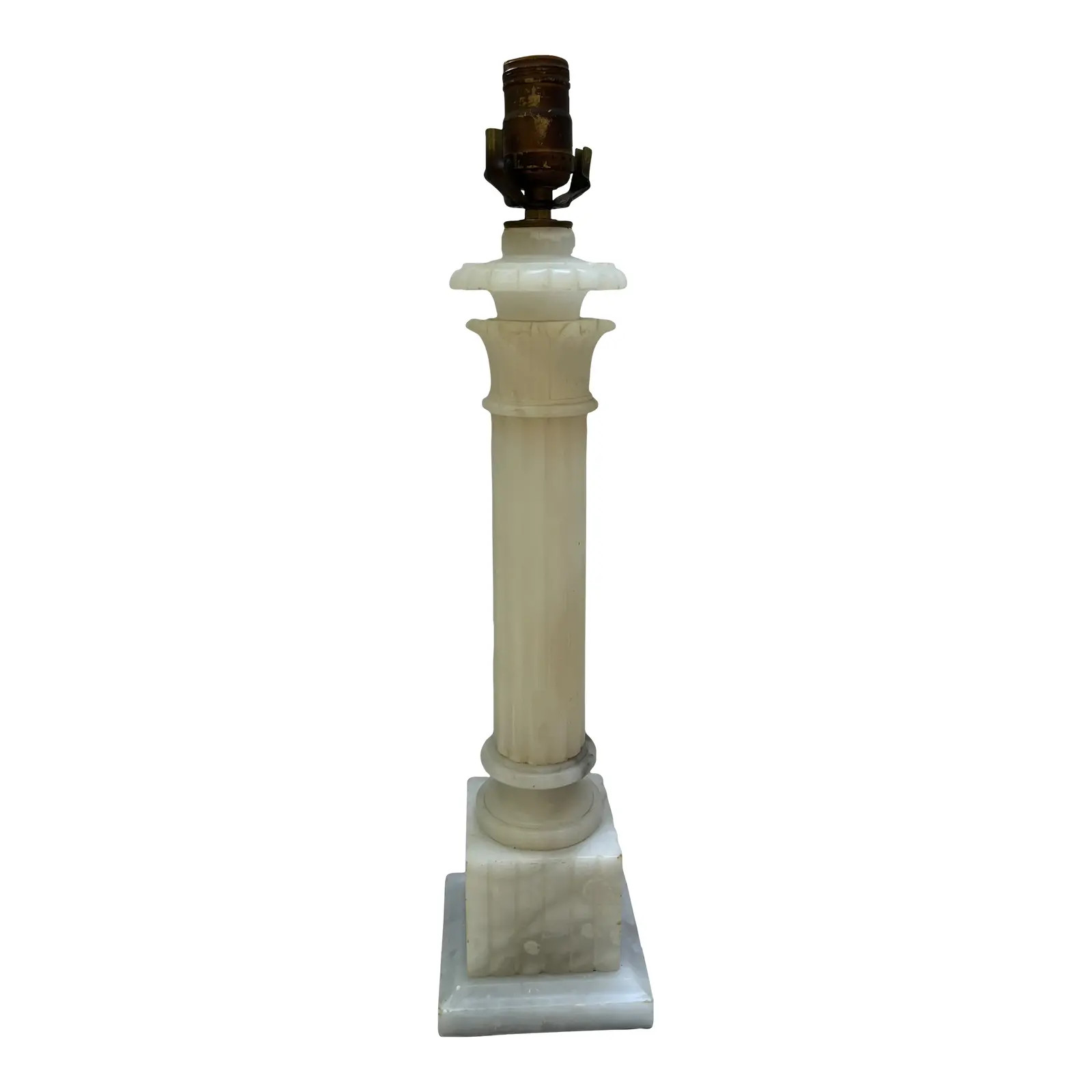 Antique Alabaster Column Lamp | Chairish