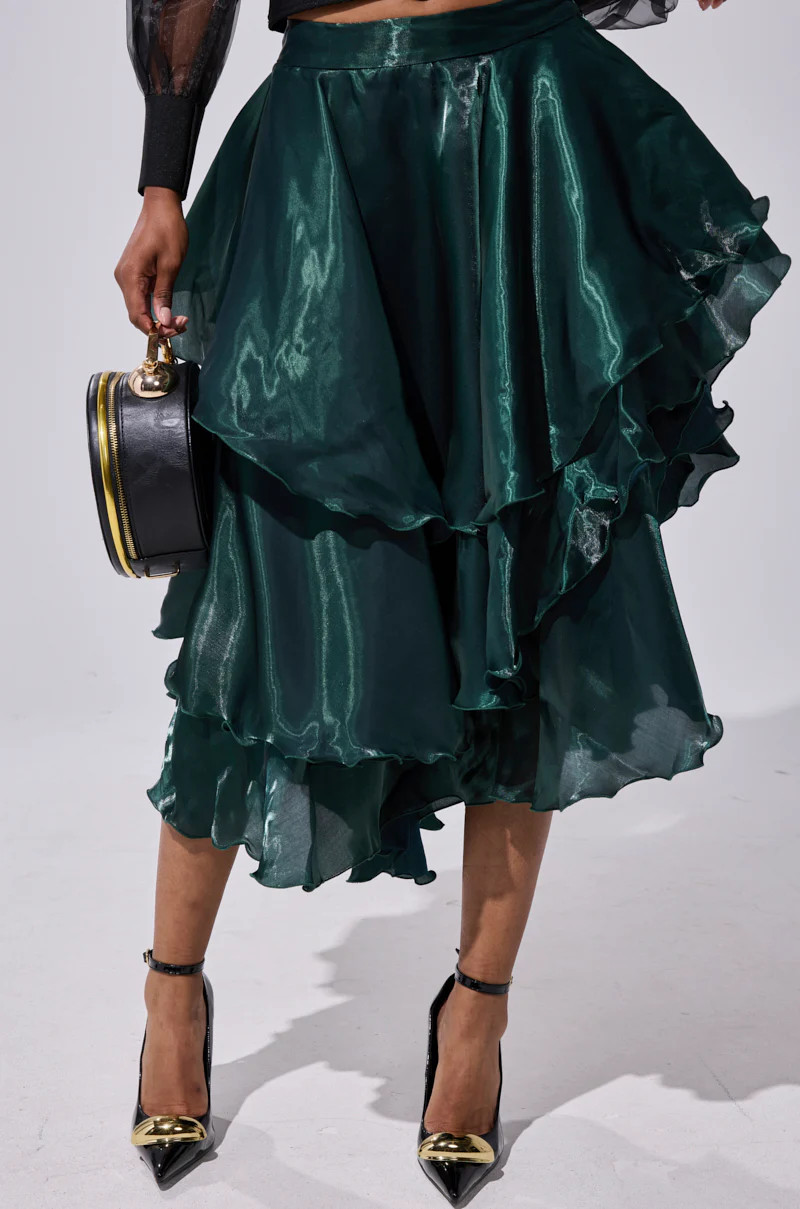 LUXE LIFE SATIN MIDI SKIRT | AKIRA