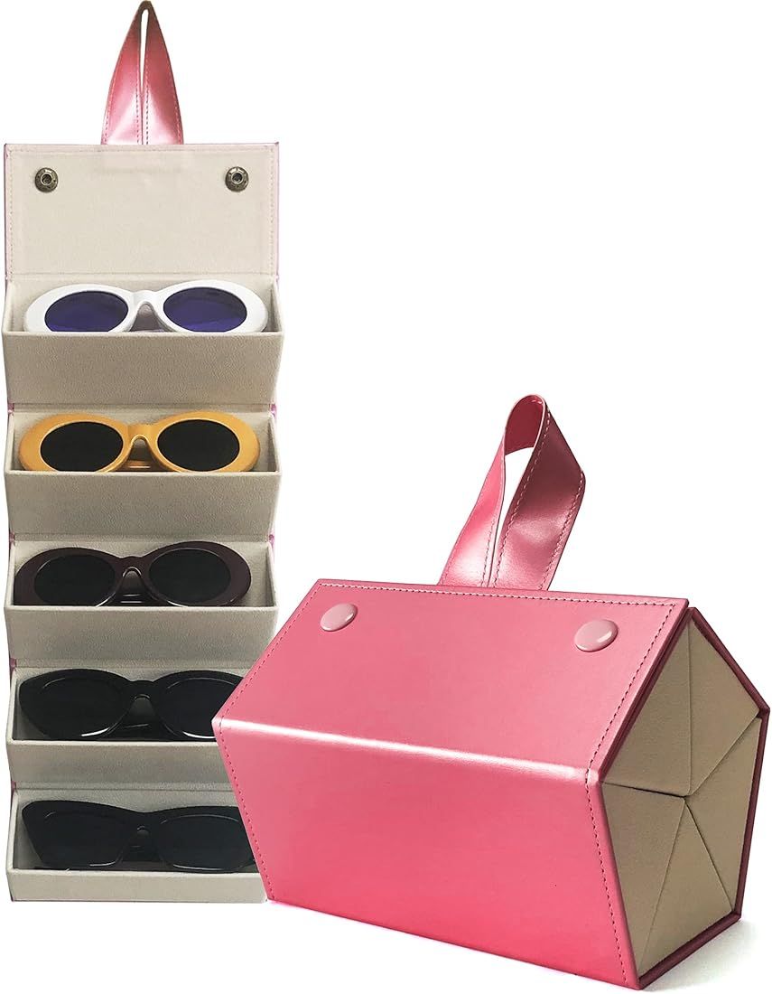 Longjet Sunglasses Organizer 5 Slots Travel Glasses Case Multiple Pairs Eyeglasses Storage Box Ha... | Amazon (US)
