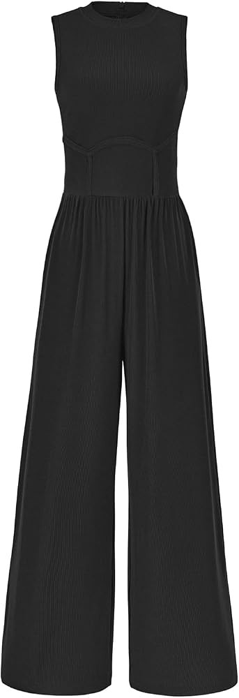 PRETTYGARDEN Womens Summer Jumpsuits Dressy Casual One Piece Outfits Sleeveless Crew Neck Wide Le... | Amazon (US)
