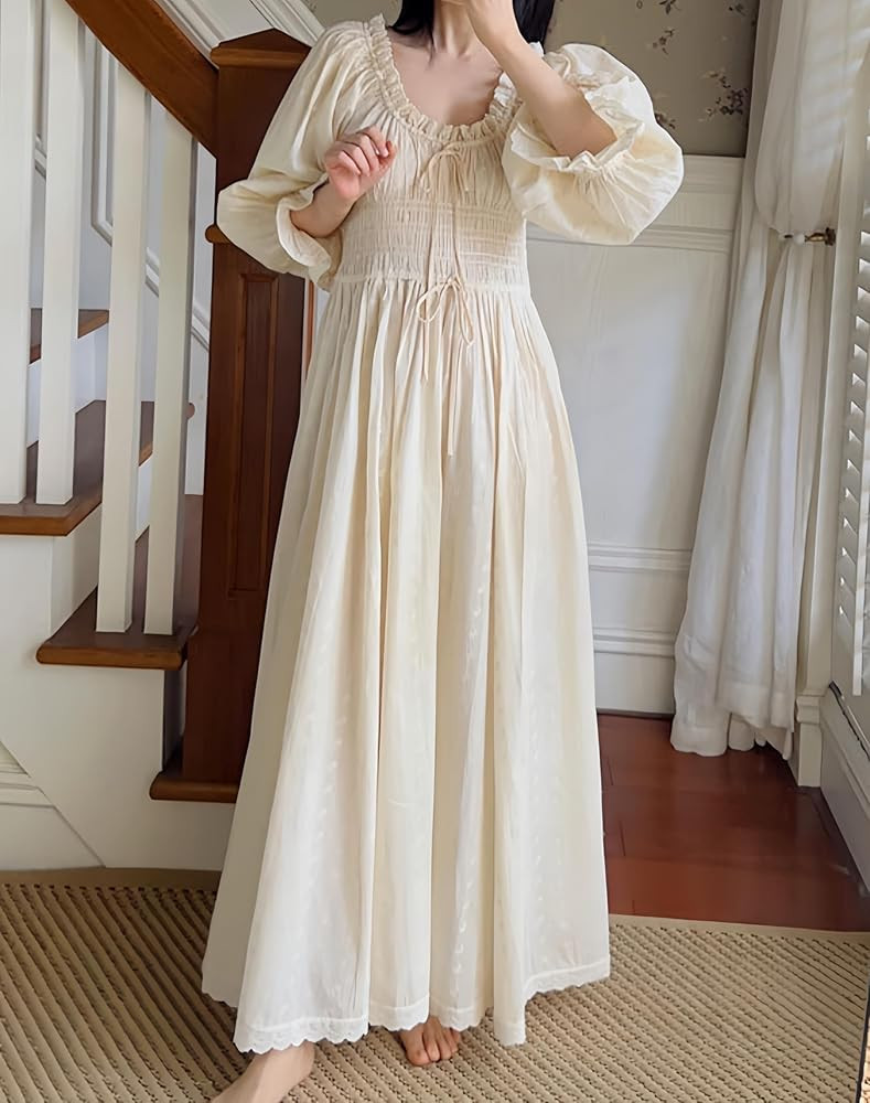 Renaissance Peasant Underdress Off The Shoulder Embroidery Vintage Victorian Nightgowns Dress for... | Amazon (US)