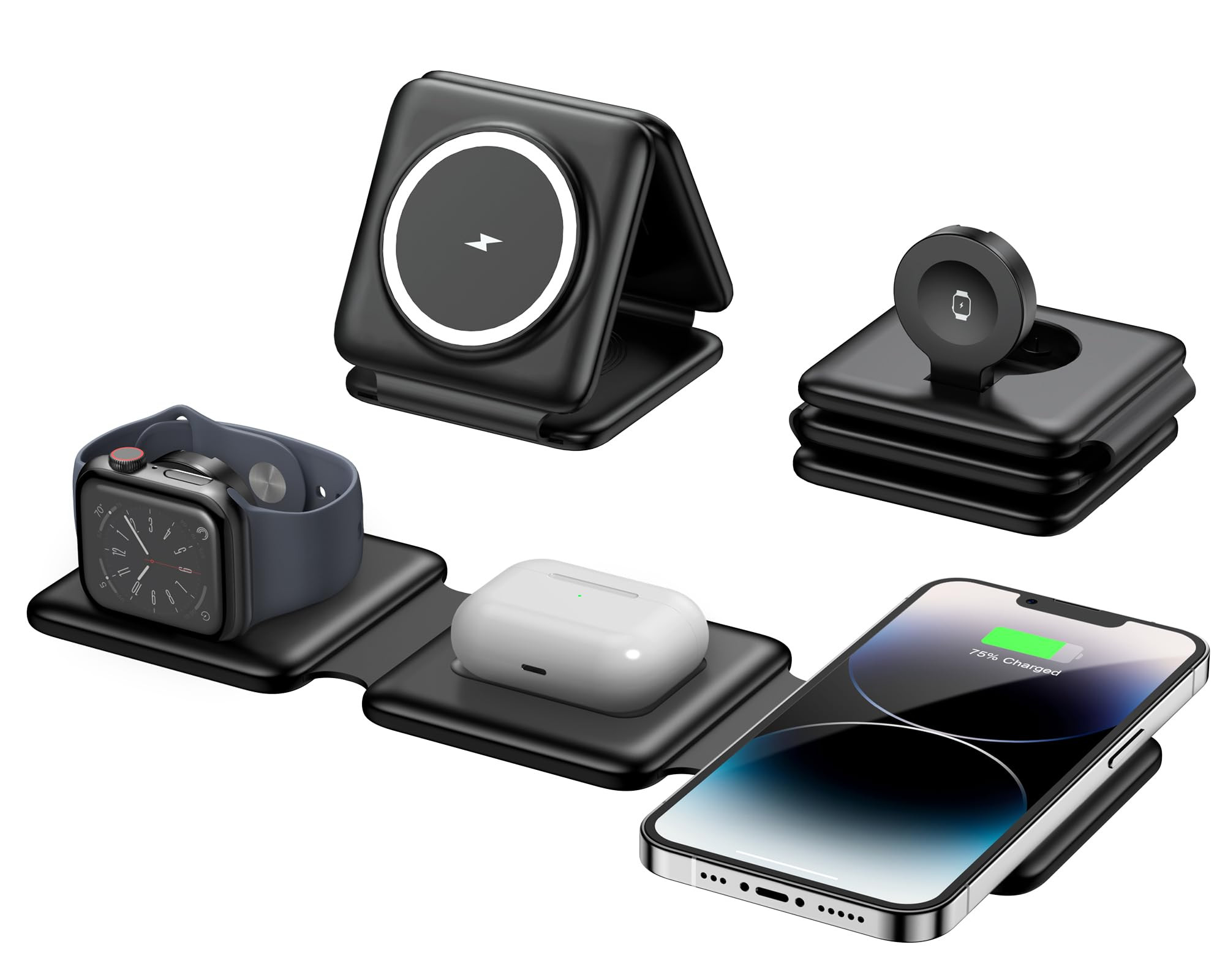 Charging Station for Mag Safe Apple - 3 in 1 Magnetic Foldable Wireless Charger Pad - Travel Char... | Amazon (US)