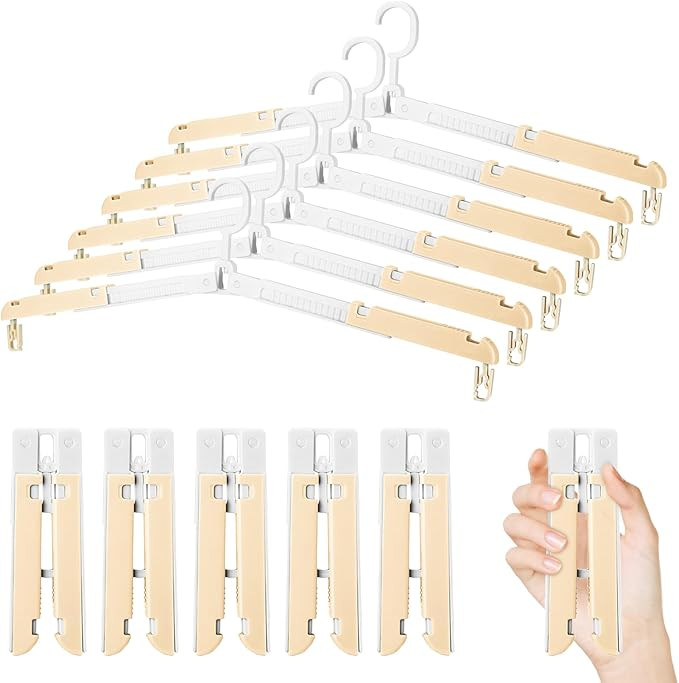 Foldable Travel Hangers for Cruise, 6 Pack Portable Collapsible Hangers with Clips, Folding & Spa... | Amazon (US)