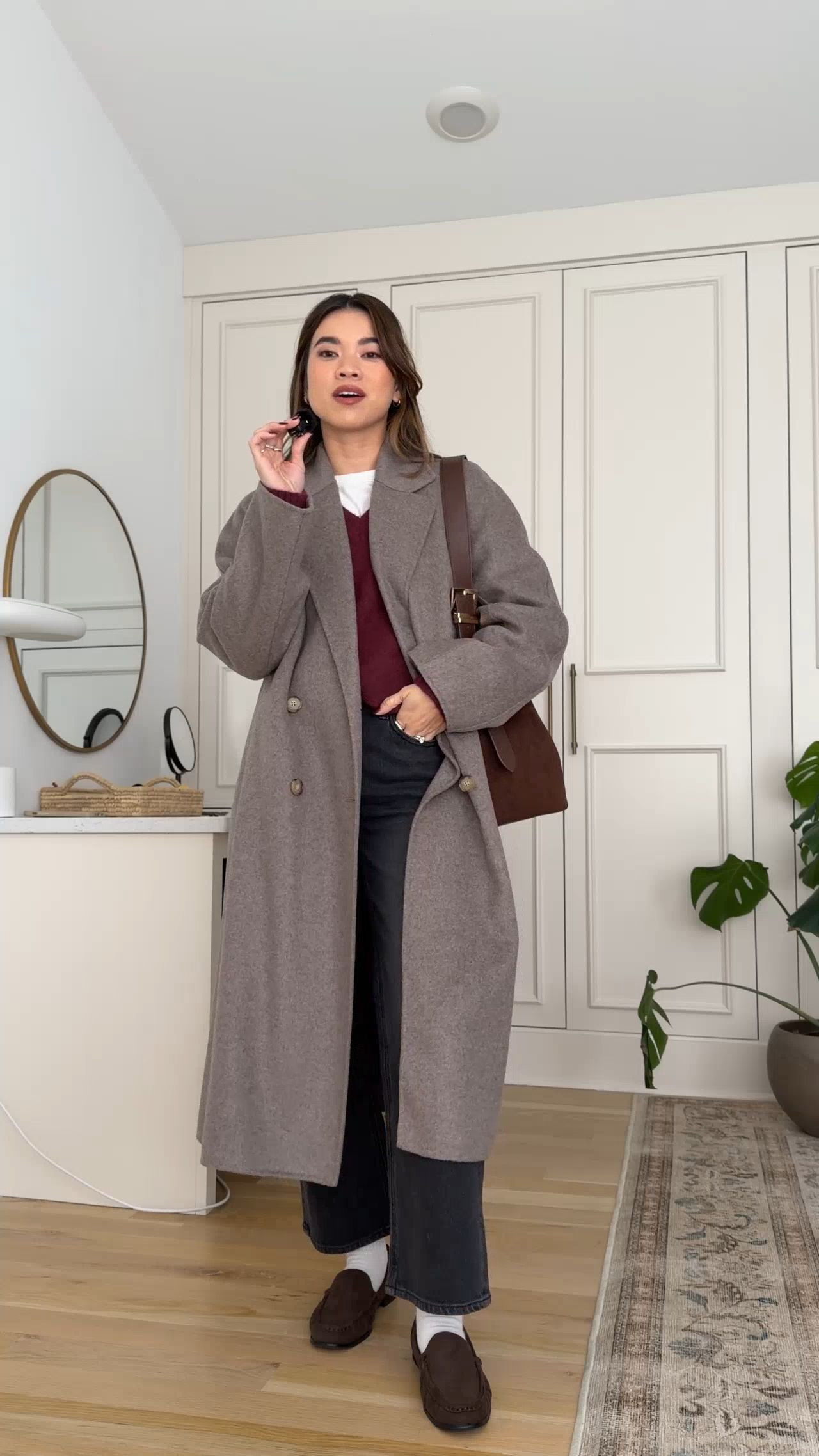 Sizing info: Jeans 24 in 26in inseam in Charcoal Black, Tee XS, Sweater XS in Red Wine, Coat XS in Nomad Taupe! petite fashion, get dressed with me, outfit inspiration, ootd, nashville outfit, Nashville influencer, petite style, vacation style, casual outfits, mom style, petite pants, winter dress, winter outfit, winter pants, winter outfit inpso, winter outfit idea, winter top, winter style, winter sweater, cozy sweater, cold weather sweater, cold weather outfit, winter bag, winter purse, denim, jeans, jacket, winter jacket, winter coat, trench coat, warm coat, 

 

#LTKHoliday #LTKSeasonal #LTKPetite