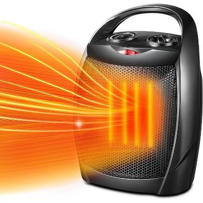 ZAFRO Small Electric Space Heater Ceramic Space Heater,Portable Heater Fan for Office with Adjustable Thermostat and Overheat Protection, (Black) | Target