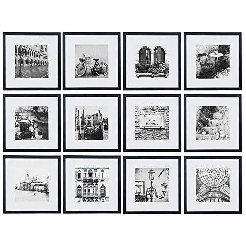 12 Piece 12"x12" Black Frame Kit, matted to 8"x8" | Walmart (US)