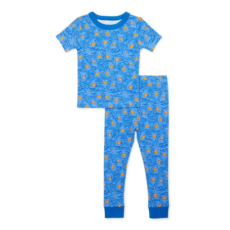 Wonder Nation Baby and Toddler Boy Tight Fit Cotton Pajama Set 2-Piece, Sizes 12M-5T | Walmart (US)