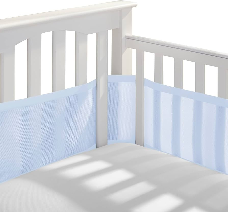 BreathableBaby Breathable Mesh Liner for Full-Size Cribs, Classic 3mm Mesh, Light Blue (Size 4FS ... | Amazon (US)