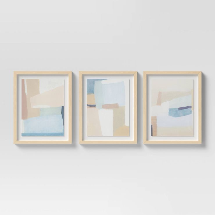 (Set of 3) 16&#34; x 20&#34; Neutral Tone Abstract Under Glass - Threshold&#8482; | Target